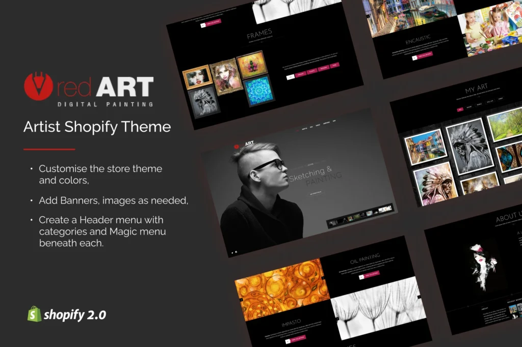 Red Art Portfolio Gallery Shopify Theme